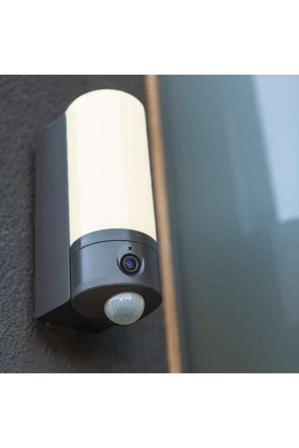 'Vanessa' Dark Grey Cylindrical Camera & LED Wall Light With App Control